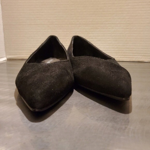 Donald Pliner Black Palma Point Toe Leather Suede Skimmer Ballet Flats sz 6 - Picture 4 of 10